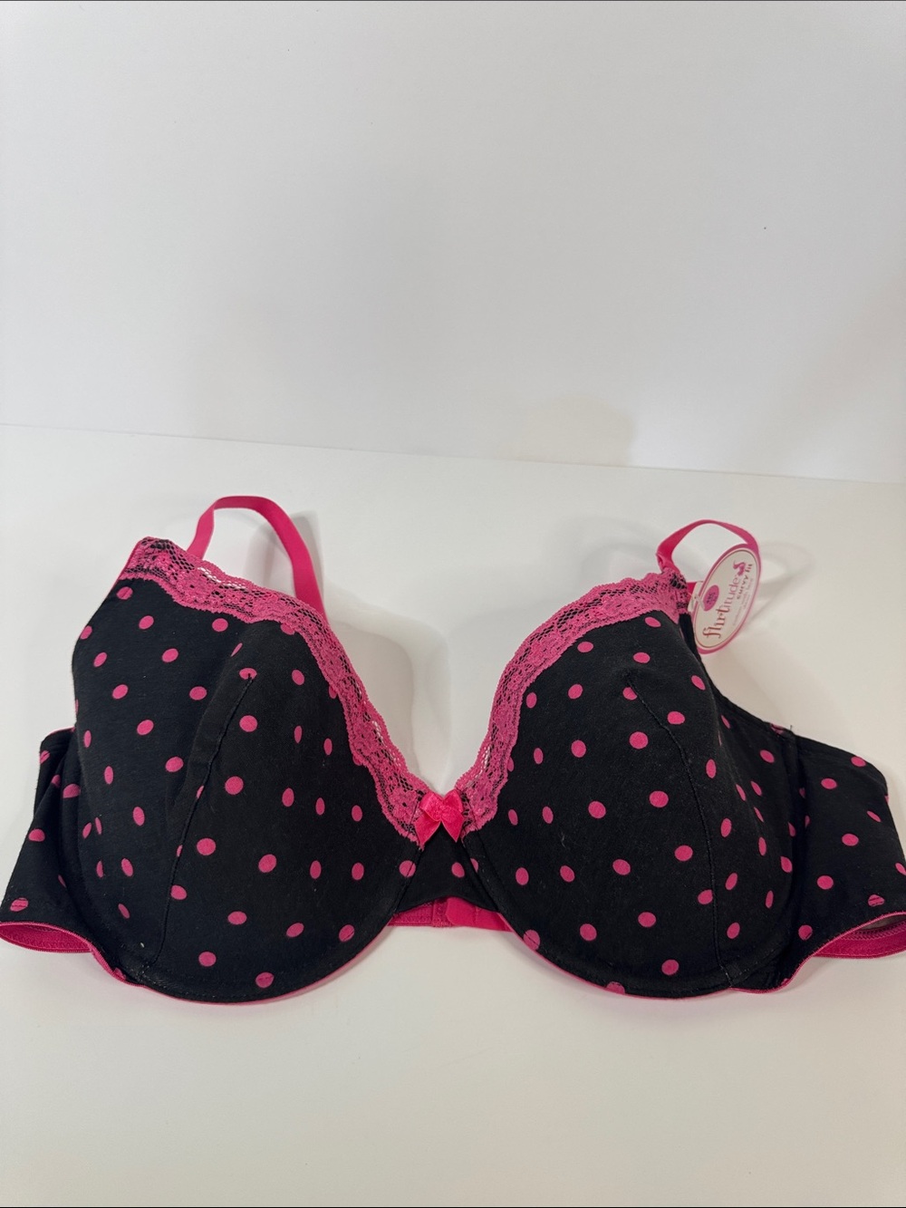 NWT Flirtitude 42C Black Pink Pokadot Bra
